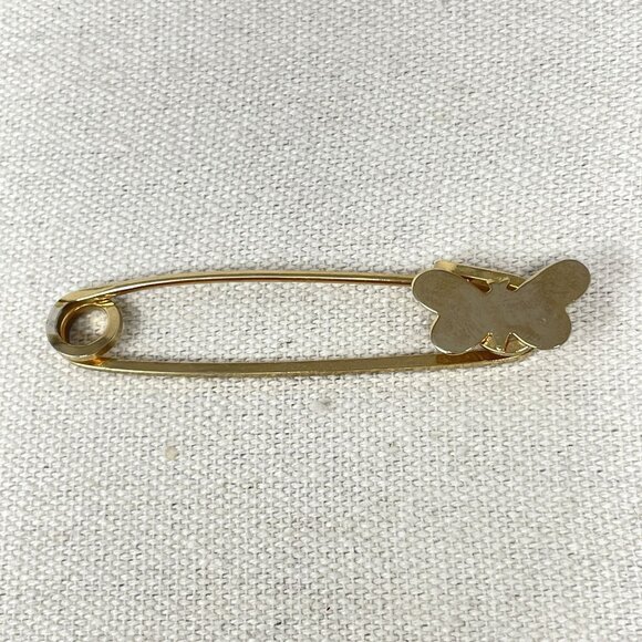 Butterfly Safety Pin‎ Brooch Gold-Tone Feminine Dainty Minimal Coquette - Picture 1 of 6